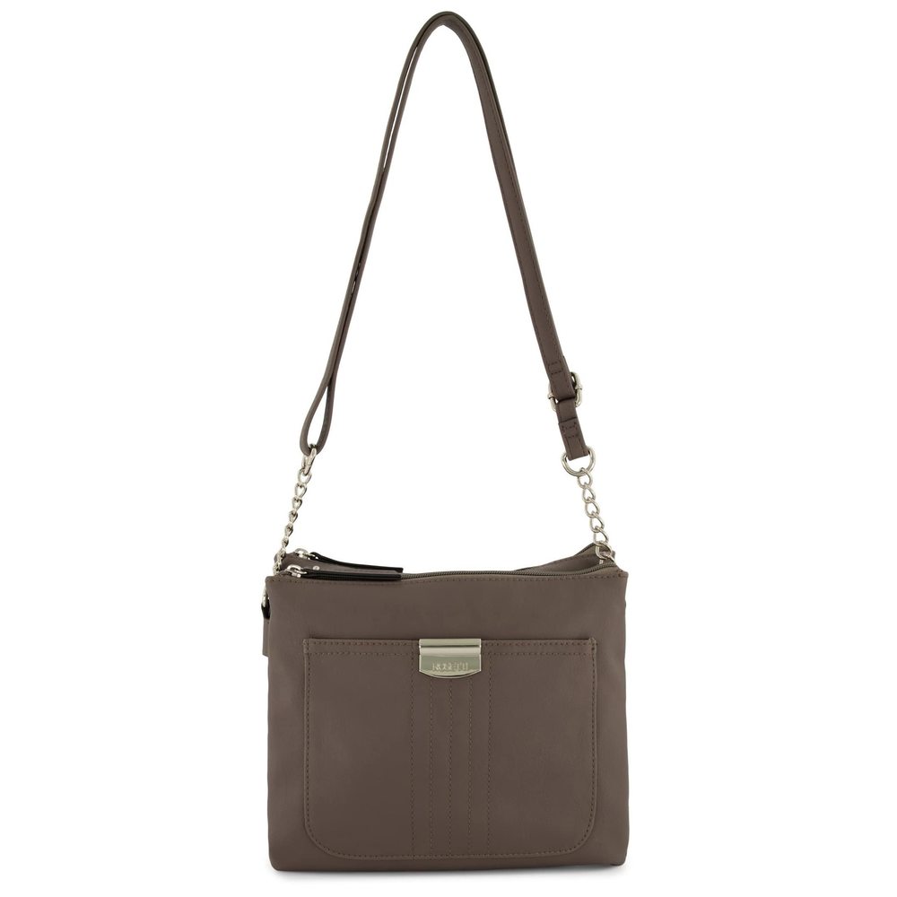 Midge Crossbody Bag, Faux Leather Purse, Adjustable Strap, Smoke, One B)